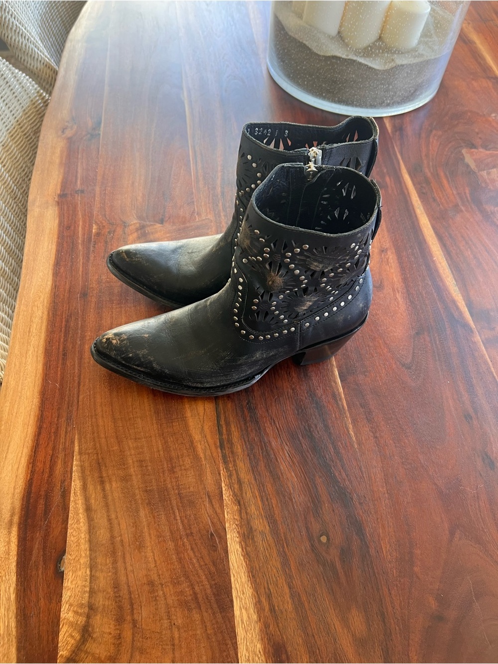 Old Gringo Black Studded Cutout Ankle Boots - Picture 2 of 6